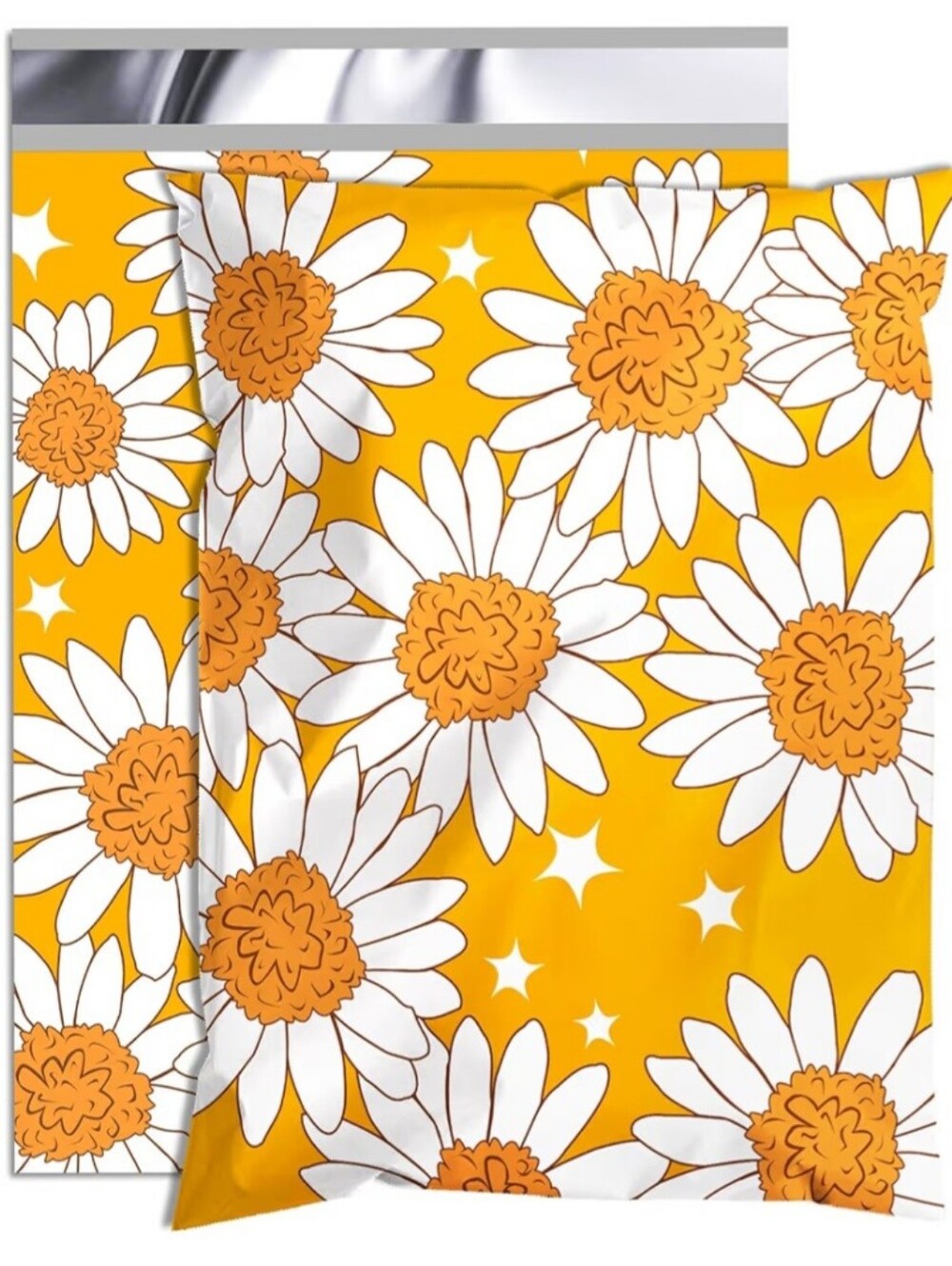Poly Mailers 14.5"x19" Yellow Daisy- 25 Pack